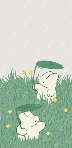 卡通壁纸：可爱呆萌的兔子-第15张-宠物相关-宝佳网