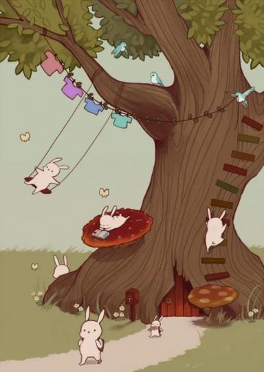 卡通壁纸：可爱呆萌的兔子-第80张-宠物相关-宝佳网